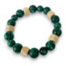 Браслет малахит + дерево, 10 мм, размер 17 см