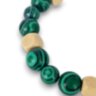 Браслет малахит + дерево, 10 мм, размер 17 см