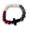 Браслет нефрит, пирит, красные бусины, крест агат, 8 мм, 18 см, натуральные камни