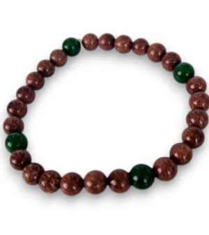 Браслет авантюрин золотой песок и рубин, 4 мм, 17 см, натуральные камни, тонкий