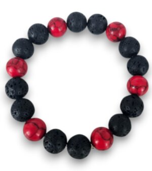 Браслет из вулканической лавы и агата, 10 мм, 18 см, натуральные камни, унисекс