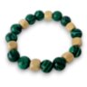 Браслет малахит с деревянными бусинами, 10 мм, 17 см, натуральные камни