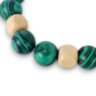 Браслет малахит с деревянными бусинами, 10 мм, 17 см, натуральные камни